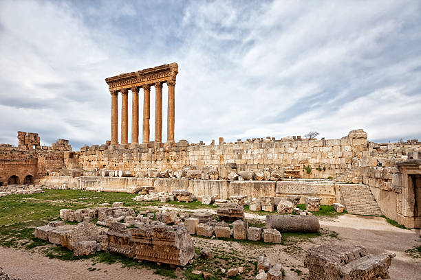 Jupiter Temple, Baalbek, Bekaa Valley, Lebanon "Bekaa Valley, LebanonBuilt by Alexander The Great in 4th Century B.C." lebanon beirut stock pictures, royalty-free photos & images