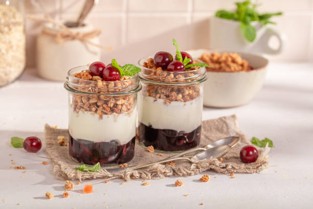 istock Fresh and healthy cherries granola in summer kitchen for lunch. 1723865317