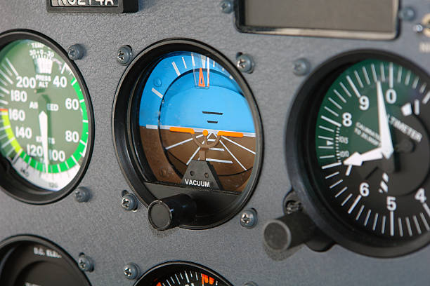 Cessna Cockpit Interior of an Airplane stock photo