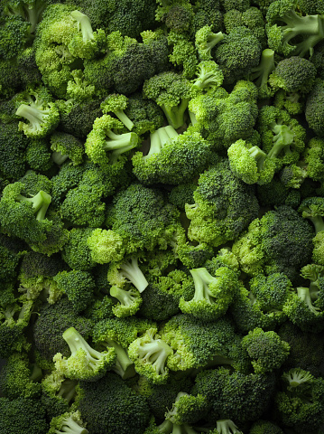 Healthy Green Organic Raw Broccoli Florets Ready for Cooking