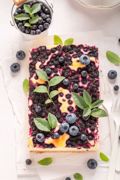 istock Sweet blueberry cheesecake with berries and powdered sugar. 1723866393