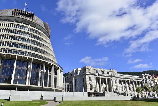 The Beehive New Zealand's national parliament building in Wellington beehive new zealand stock pictures, royalty-free photos & images