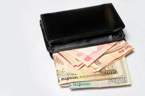 Indian Currency in a Wallet