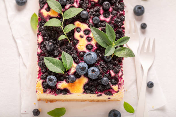 istock Homemade blueberry cheesecake as fresh spring dessert. 1723871786