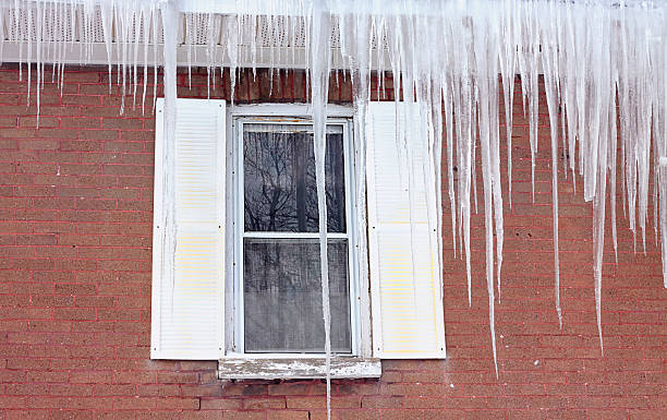 istock An image of a window with a frozen ice 172387332