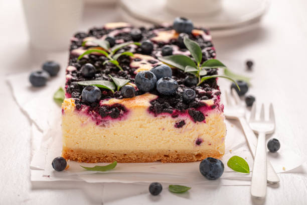 istock Delicious blueberry cheesecake as fresh spring dessert. 1723873427