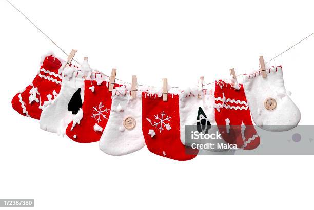 Christmas Stockings Stock Photo - Download Image Now - Christmas, Sock, Clothesline