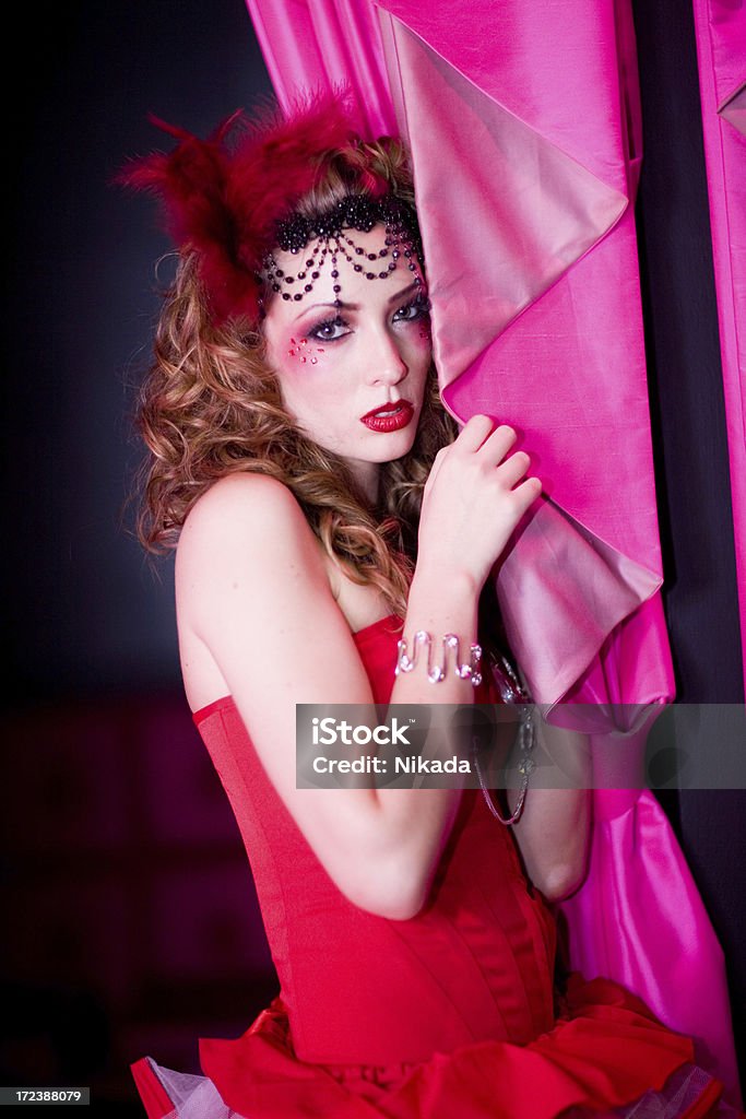 nightclub beauty nightclub diva with pink curtain 19th Century Style Stock Photo