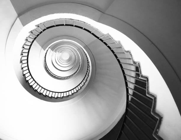 istock Spiral staircase seen in perspective with the steps going towards infinity 1723881480