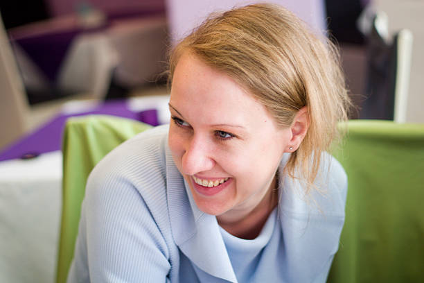 Beautiful blonde woman portrait stock photo