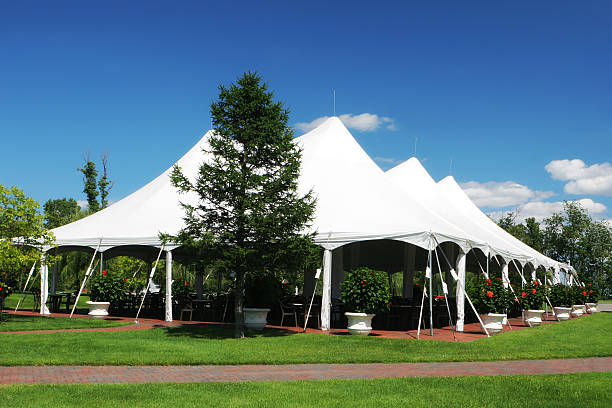 Special Event Large White Tent  knot garden stock pictures, royalty-free photos & images