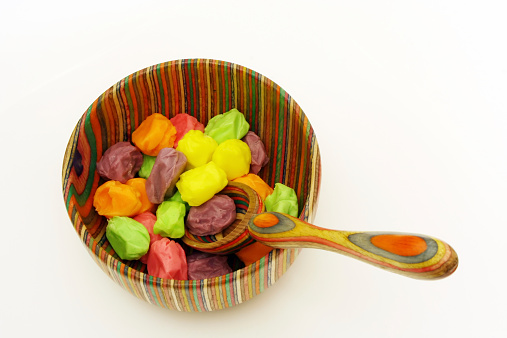 colorful bowl of saltwater taffy...mmmm a healthy breakfast!