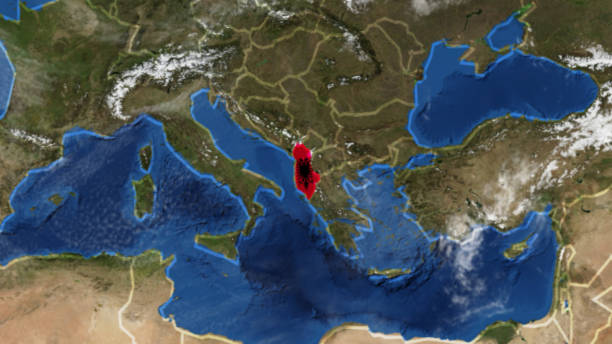 istock Flag-Adorned Map of Albania 1723890240