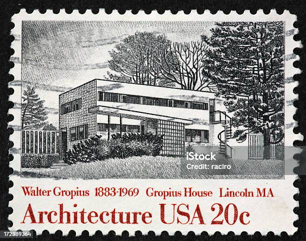 Francobollo Gropius House - Fotografie stock e altre immagini di Architettura - Architettura, Bauhaus, Casa