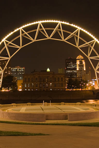 des moines under lights stock photo