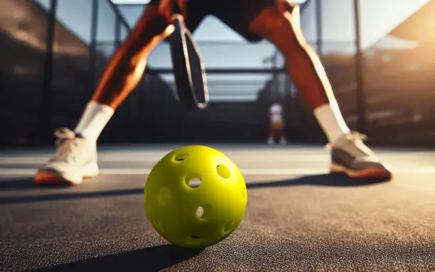 Photo of Low angle view of a pickleball game