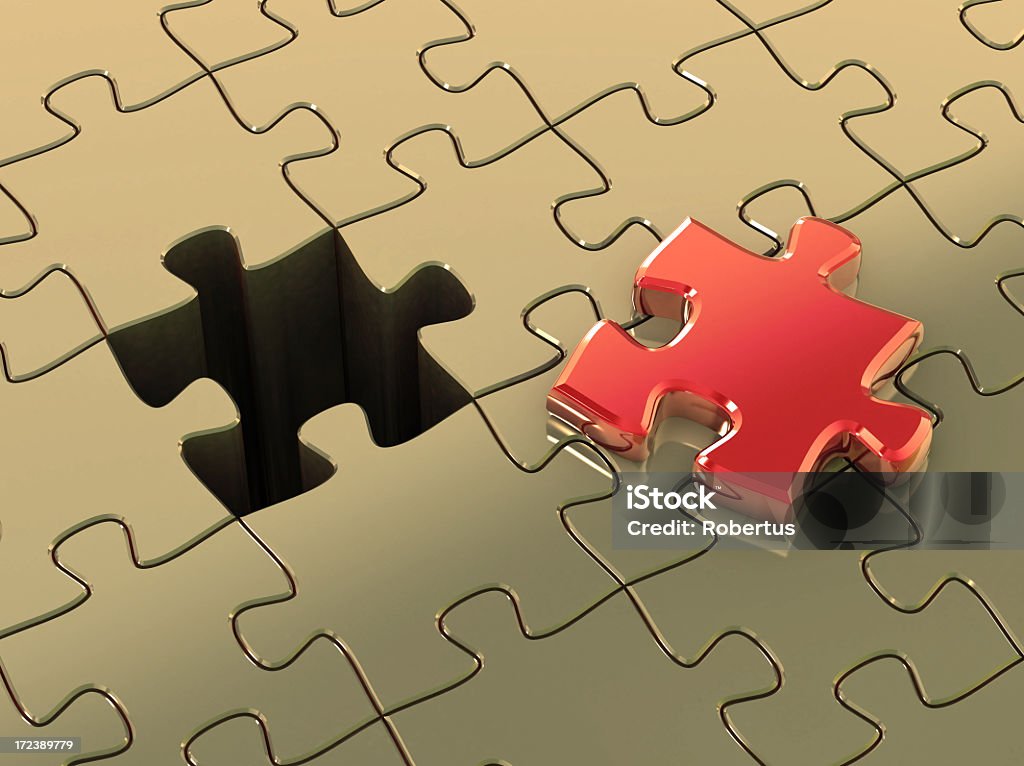 Pezzo di puzzle e s place - Foto stock royalty-free di Dorato - Colore descrittivo