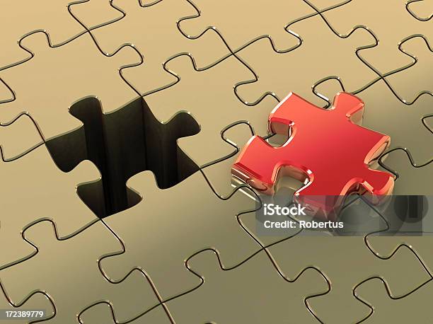 Pezzo Di Puzzle E S Place - Fotografie stock e altre immagini di Dorato - Colore descrittivo - Dorato - Colore descrittivo, Oro - Metallo, Tessera di puzzle