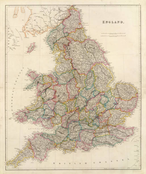 ilustraciones, imágenes clip art, dibujos animados e iconos de stock de antiguo mapa de inglaterra - sudeste de inglaterra