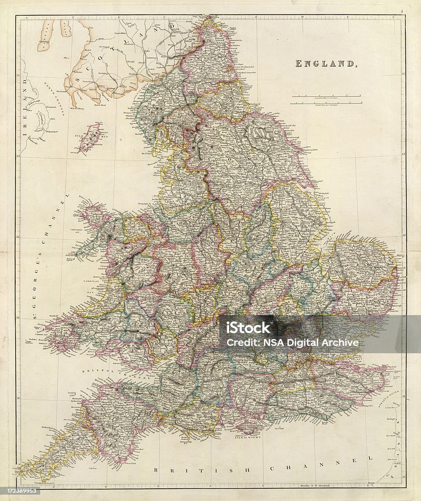 England Antique Map Antique map of EnglandSee more antique maps scanned from my collection of antique maps and engravings on iStockphoto: Map stock illustration