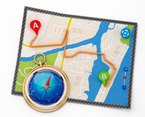 Map and compass for navigation.Similar images:
