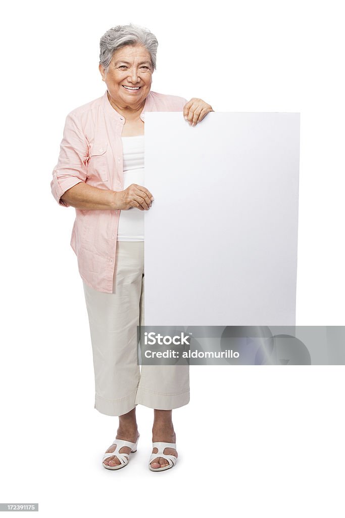 Linda mulher segurando um sinal sénior - Royalty-free Placa de manifestação Foto de stock