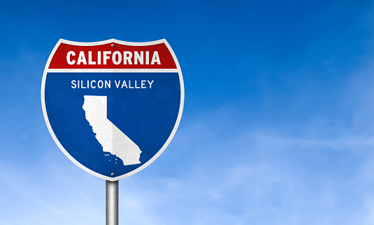 Silicon Valley in US State California road sign information