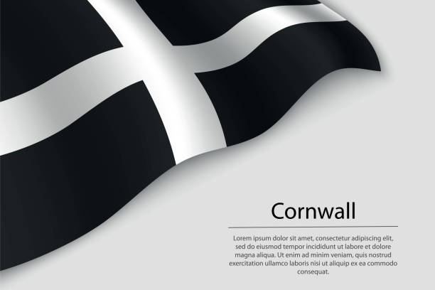 콘월의 웨이브 플래그는 잉글랜드의 카운티입니다. 배너 또는 리본 - cornish flag stock illustrations