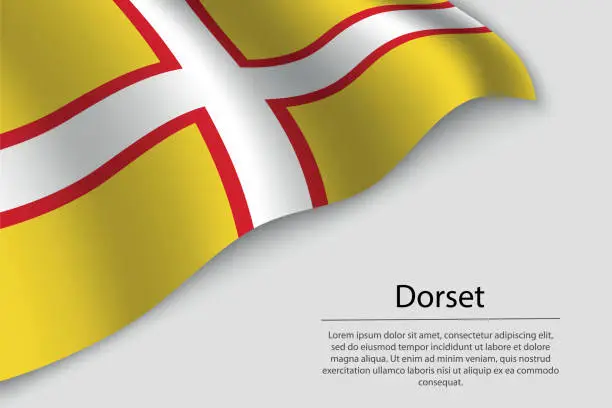 Vector illustration of Wave flag of Dorset is a county of England. Banner or ribbon