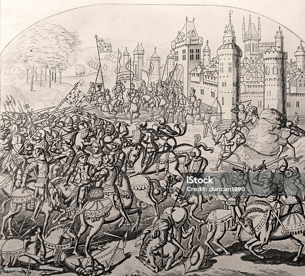 Średniowieczny Bitwa - Zbiór ilustracji royalty-free (Halabarda)