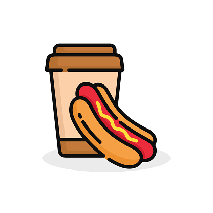 istock Hot dog and drink vector illustration. Fast food icon isolated on white background 1723916899