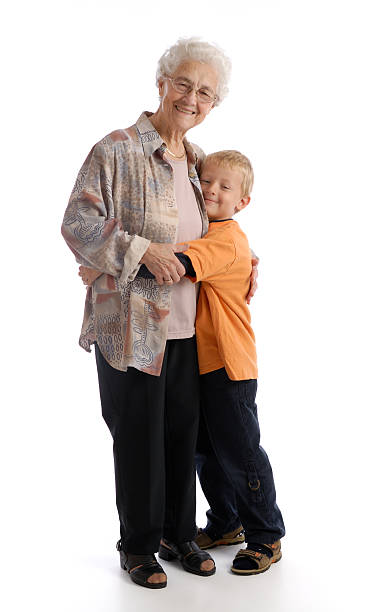 Great-grandson, 6 years young with his lovely great-grandmother, 86 years old.