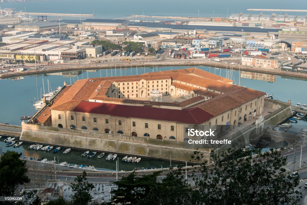 Ancona: Lazzaretto "La Mole Vanvitelliana: The Pentagonal building built in 1773 is a Landmark of Ancona, Marches, Italy" Ancona Stock Photo