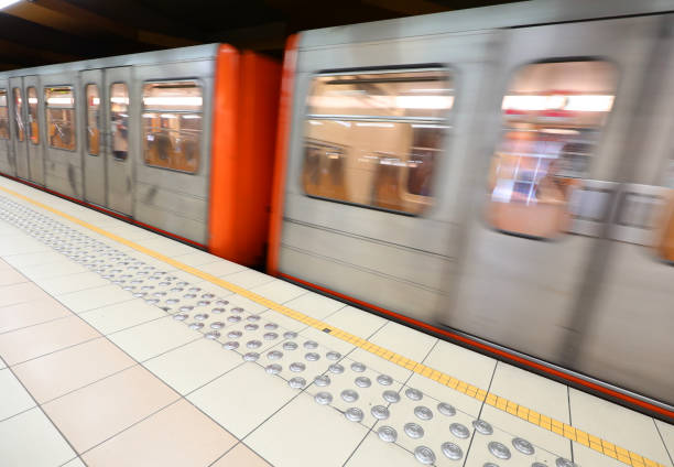 istock Subway car running fast with blurred motion affect in the station 1723923495