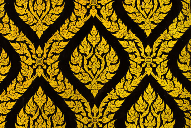 Detail of Window Panel at Wat Poh stock photo