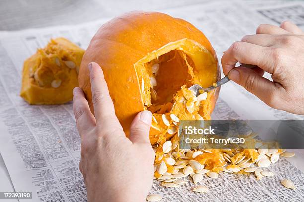 Pumpkin Carving For Halloween Stock Photo - Download Image Now - Pumpkin, Carving - Craft Activity, Carving - Craft Product