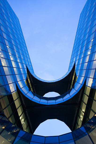 business tower in london - glass wall office building abstract stock-fotos und bilder