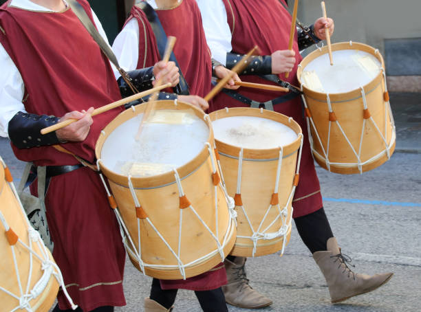istock drum players with medieval clothes and ancient instruments during the historical re-enactment through the streets of the village 1723934490