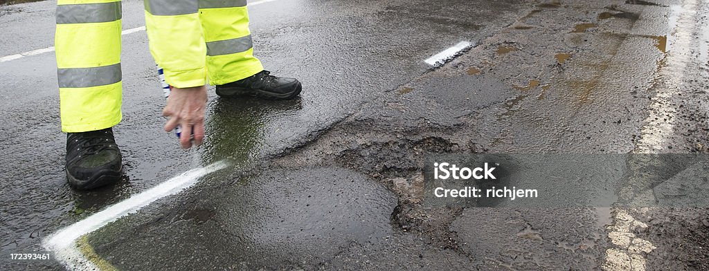 pohole marking - Foto stock royalty-free di Buca della Strada