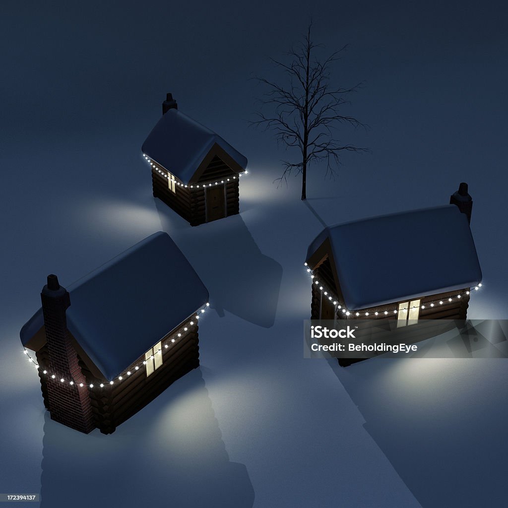 Рождество бревенчатых домика XL - Стоковые фото Ёлочная гирлянда роялти-фри