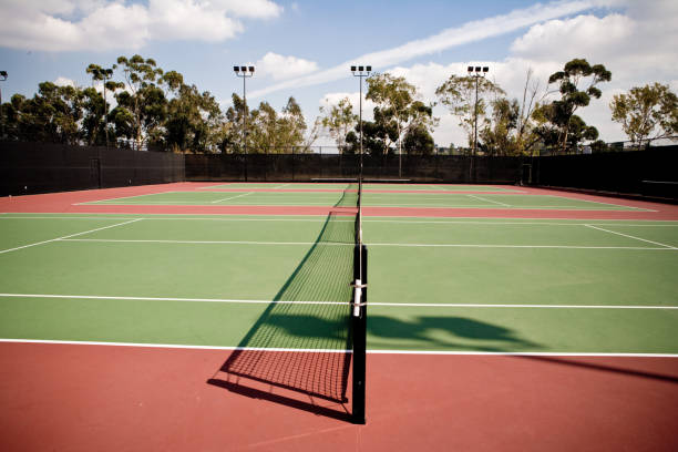 late afternoon tennis court