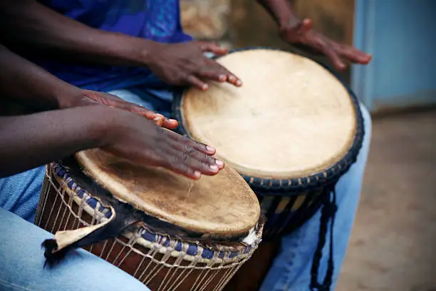 west african musicians with jembes.