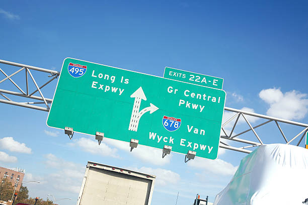 Highway Sign To Long Island stock photo