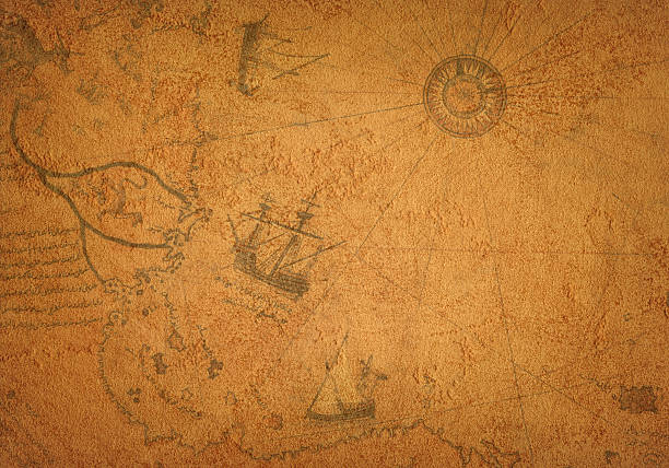 Ancient Map on Leather stock photo
