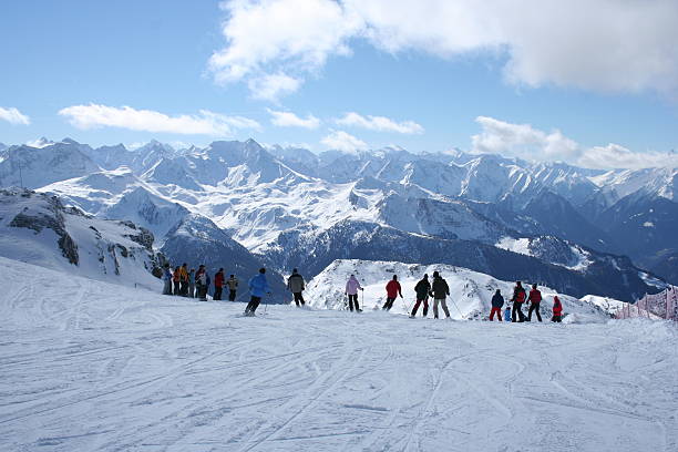 Ready to ski down in Zillertal, Tyrol stock photo