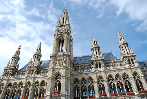 Brussels, Beigium, view of the tower of the town hall in the Grand place (Grote Markt) square