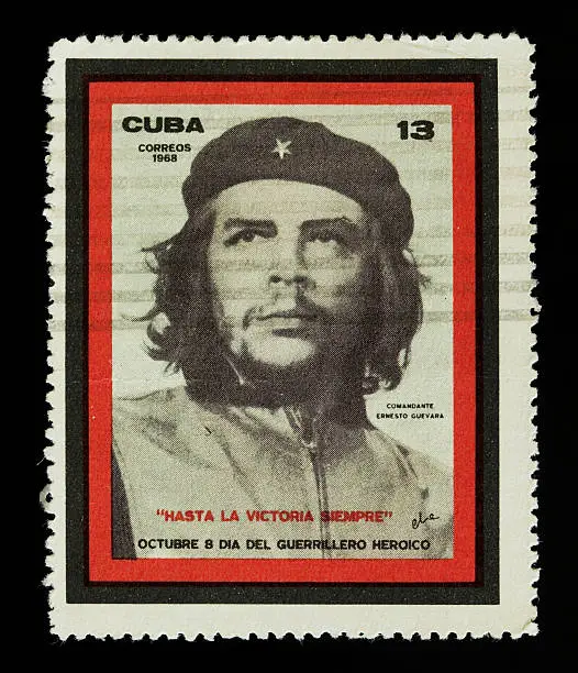 Picture of an old postage stamp from Cuba with portrait of Che Guevara