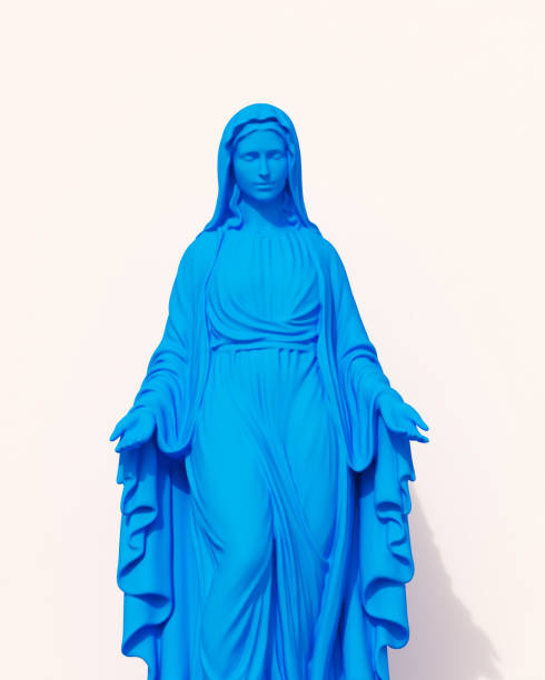 istock Blue Virgin Mary white background religious statue saint Maria traditional icon 1723966318