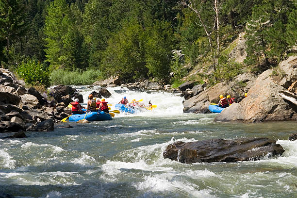 rafting em clear creek canyon - rafting rapid colorado river - fotografias e filmes do acervo