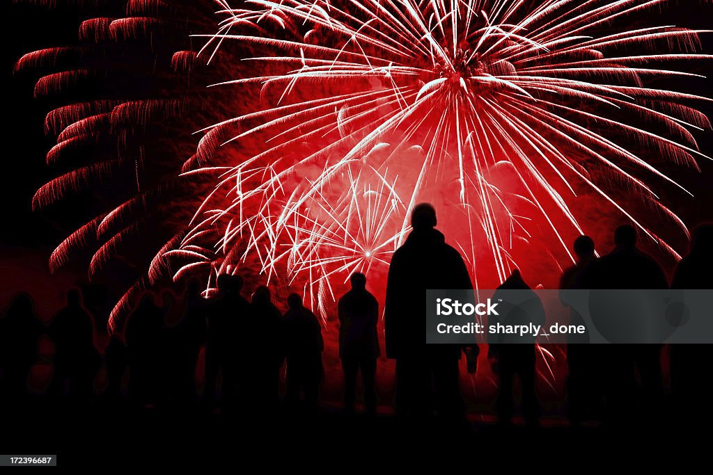 Feuerwerk-silhouette - Lizenzfrei Menschengruppe Stock-Foto